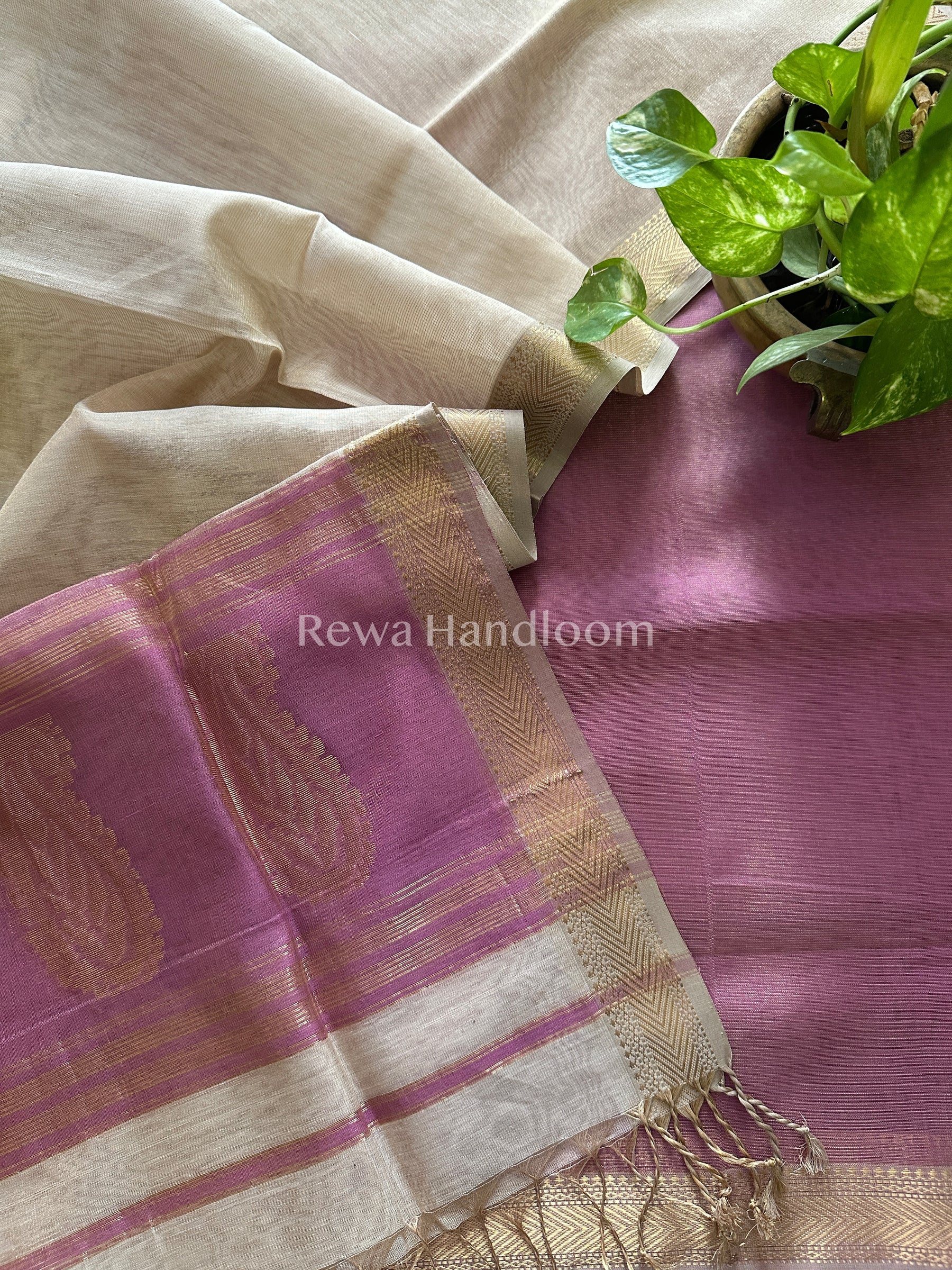 Maheshwari Lavender-White Tissue Buta Dress Material-TPT26