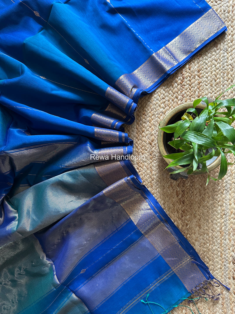 Maheshwari Blue Diamond Lining Butti Shaded Saree DLBSS04