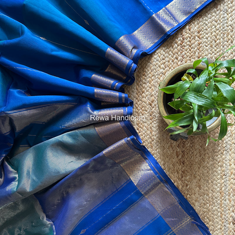 Maheshwari Blue Diamond Lining Butti Shaded Saree DLBSS04