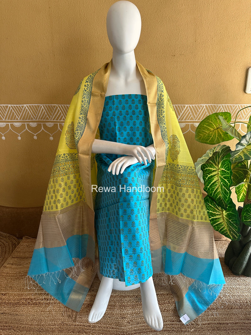 Maheshwari Handblock Print Top-Dupatta