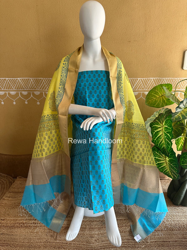 Maheshwari Handblock Print Top-Dupatta