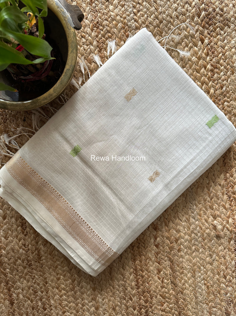 Maheshwari White Butta Pallu Saree BTPS0102