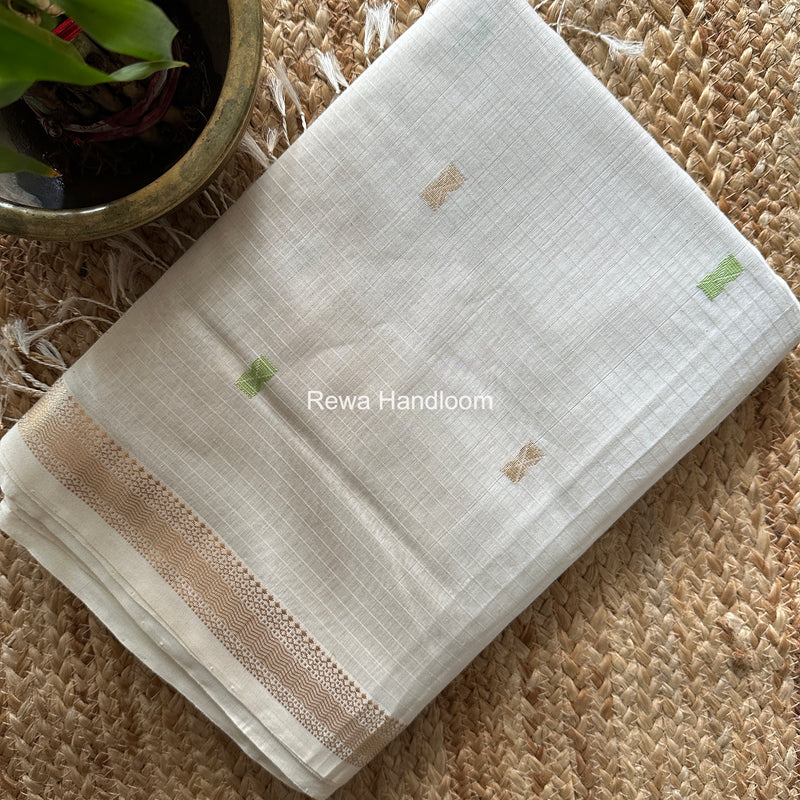 Maheshwari White Butta Pallu Saree BTPS0102