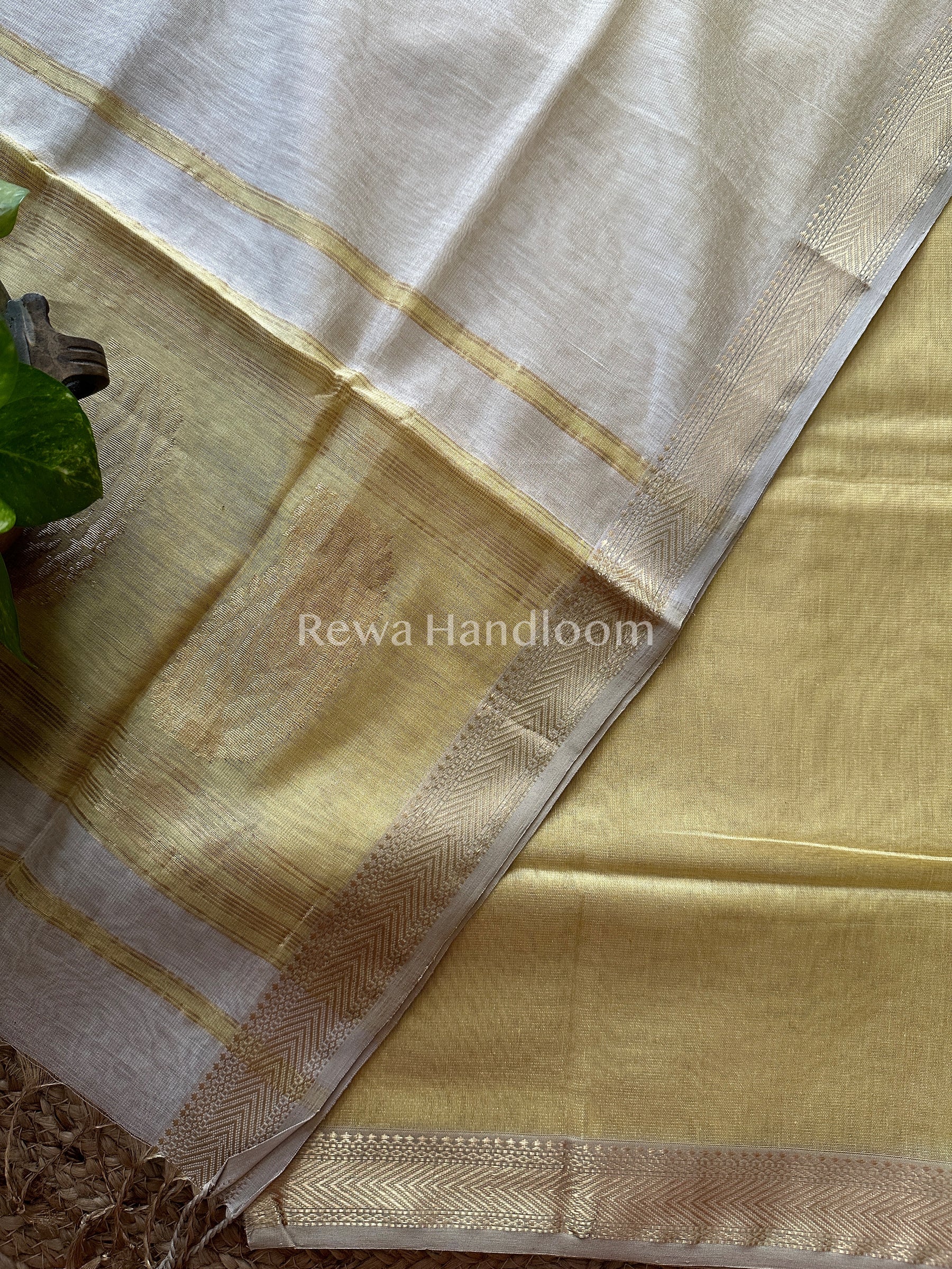 Maheshwari Yellow-Off white Tissue Buta Dress Material-TPT27