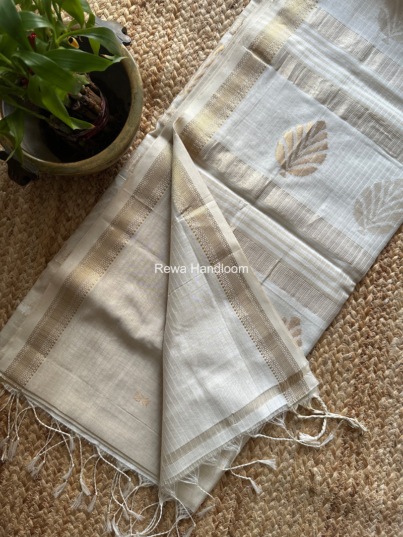 Maheshwari Off White Butta Pallu Saree BTPS098