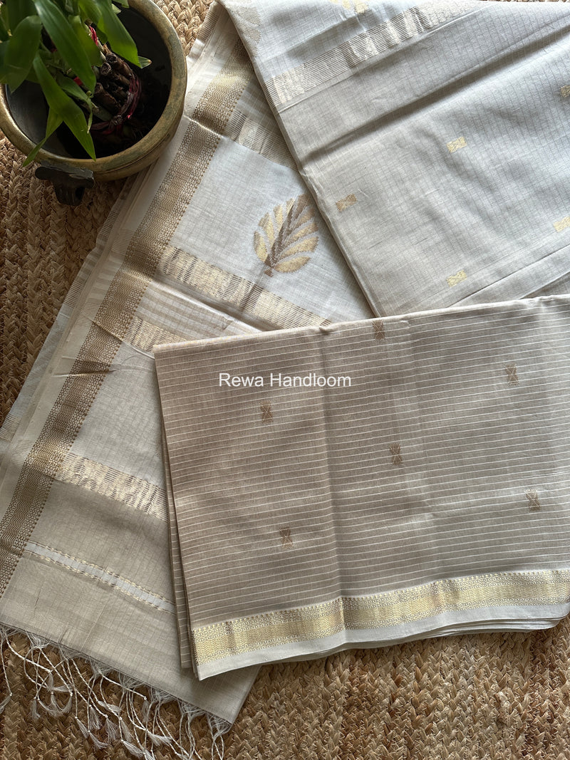 Maheshwari Off White Butta Pallu Saree BTPS098