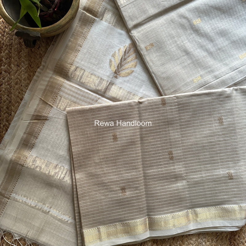 Maheshwari Off White Butta Pallu Saree BTPS098