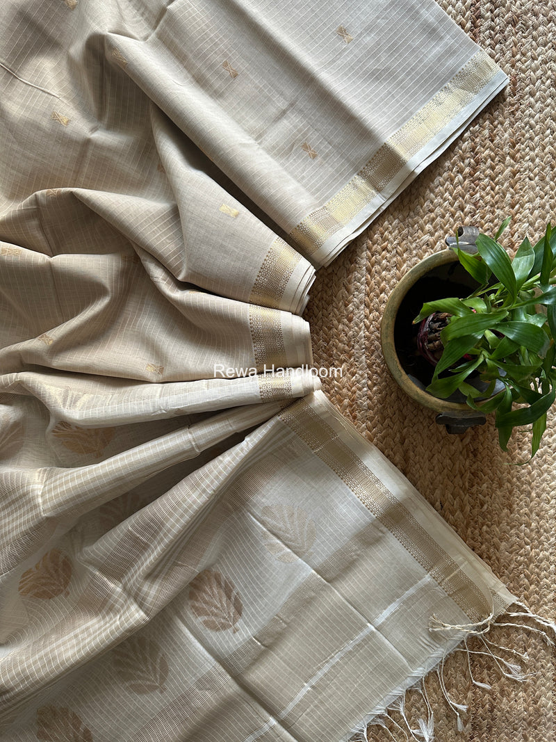 Maheshwari Off White Butta Pallu Saree BTPS098