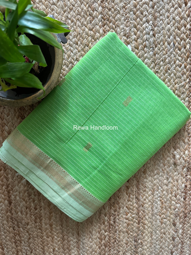 Maheshwari Parrot Green Butta Pallu Saree BTPS0100
