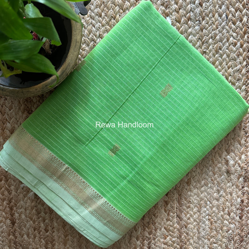 Maheshwari Parrot Green Butta Pallu Saree BTPS0100