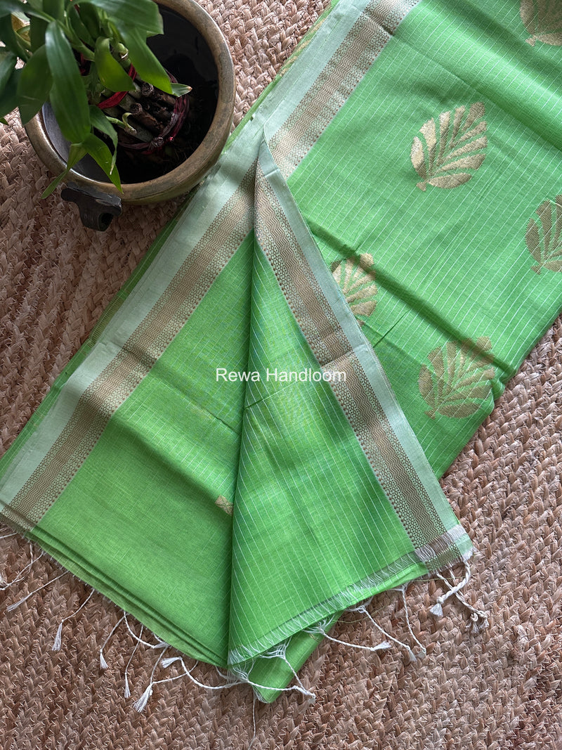 Maheshwari Parrot Green Butta Pallu Saree BTPS0100