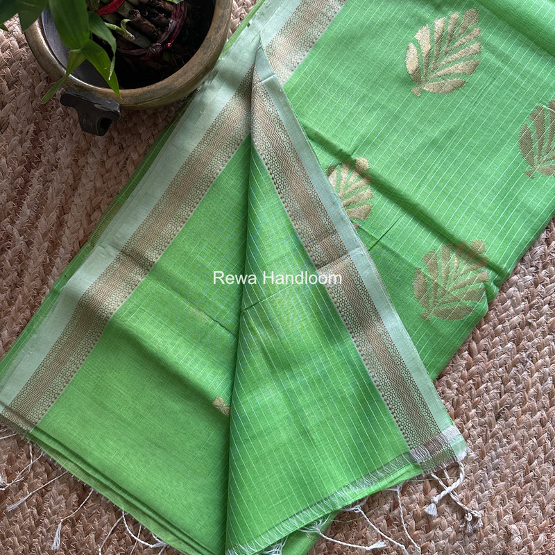 Maheshwari Parrot Green Butta Pallu Saree BTPS0100