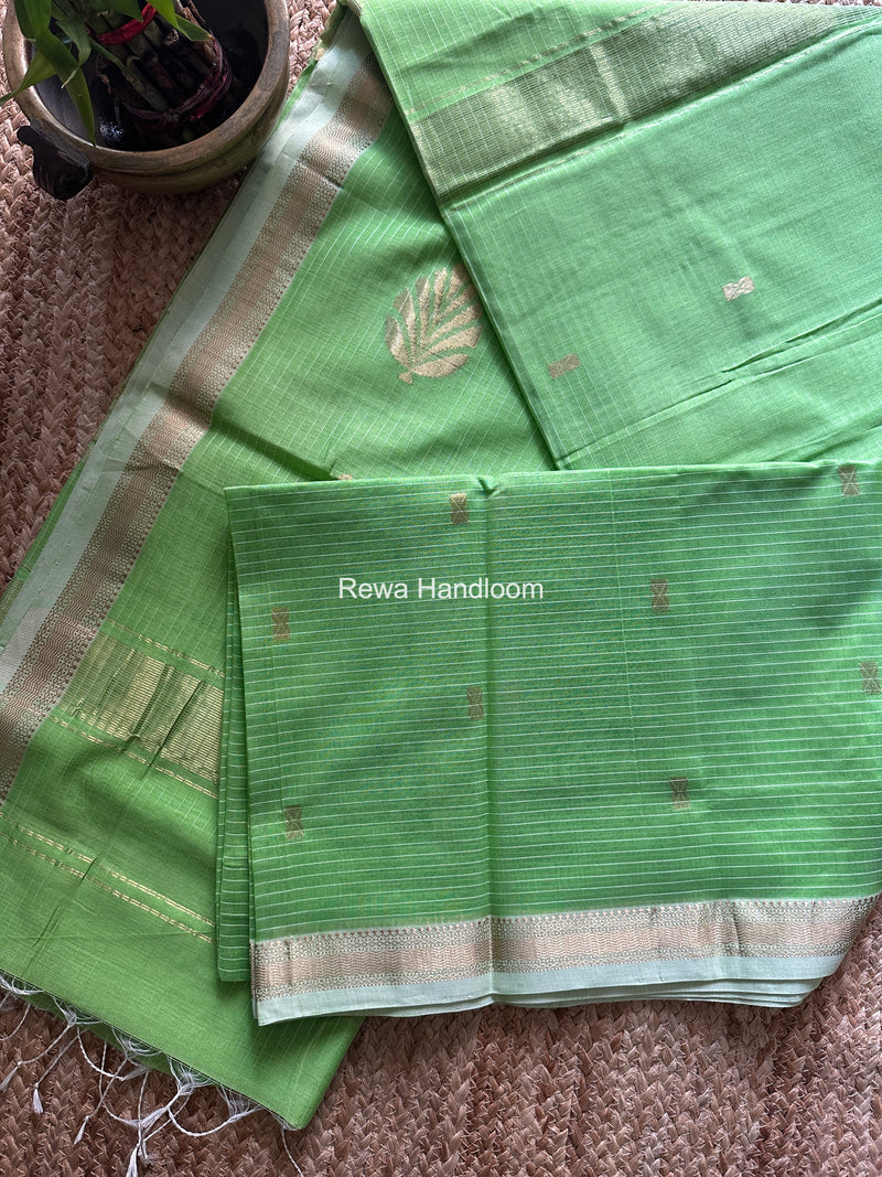 Maheshwari Parrot Green Butta Pallu Saree BTPS0100