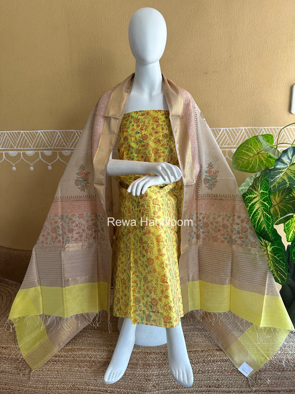 Maheshwari Handblock Print Top-Dupatta