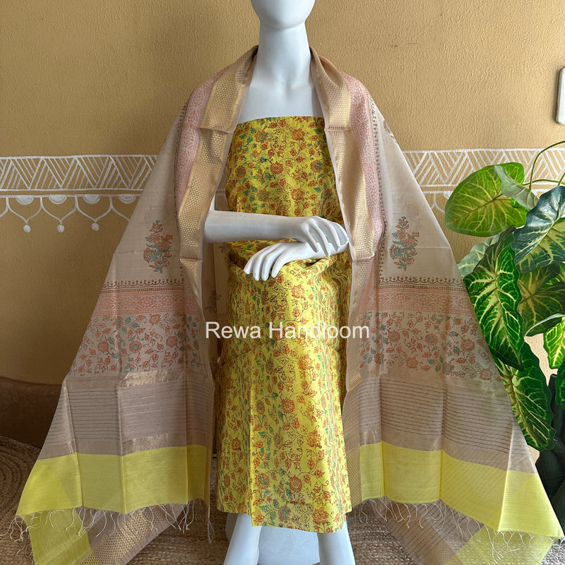 Maheshwari Handblock Print Top-Dupatta