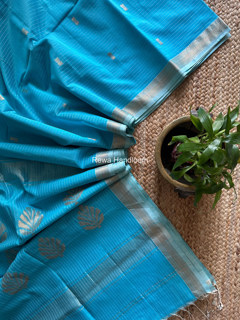 Maheshwari Deep Sky Blue Butta Pallu Saree BTPS0103
