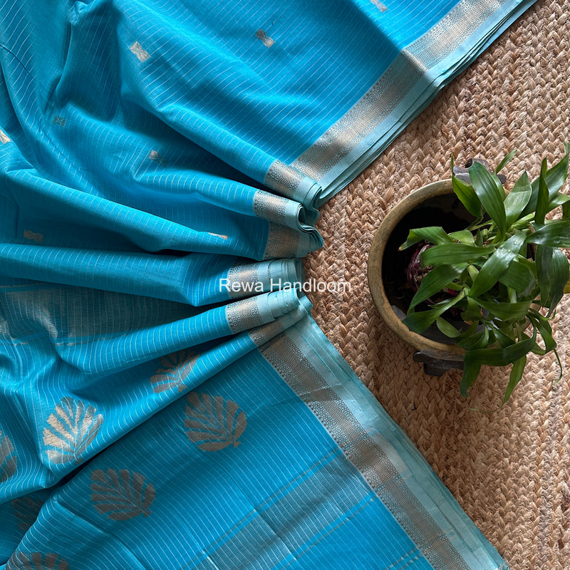 Maheshwari Deep Sky Blue Butta Pallu Saree BTPS0103