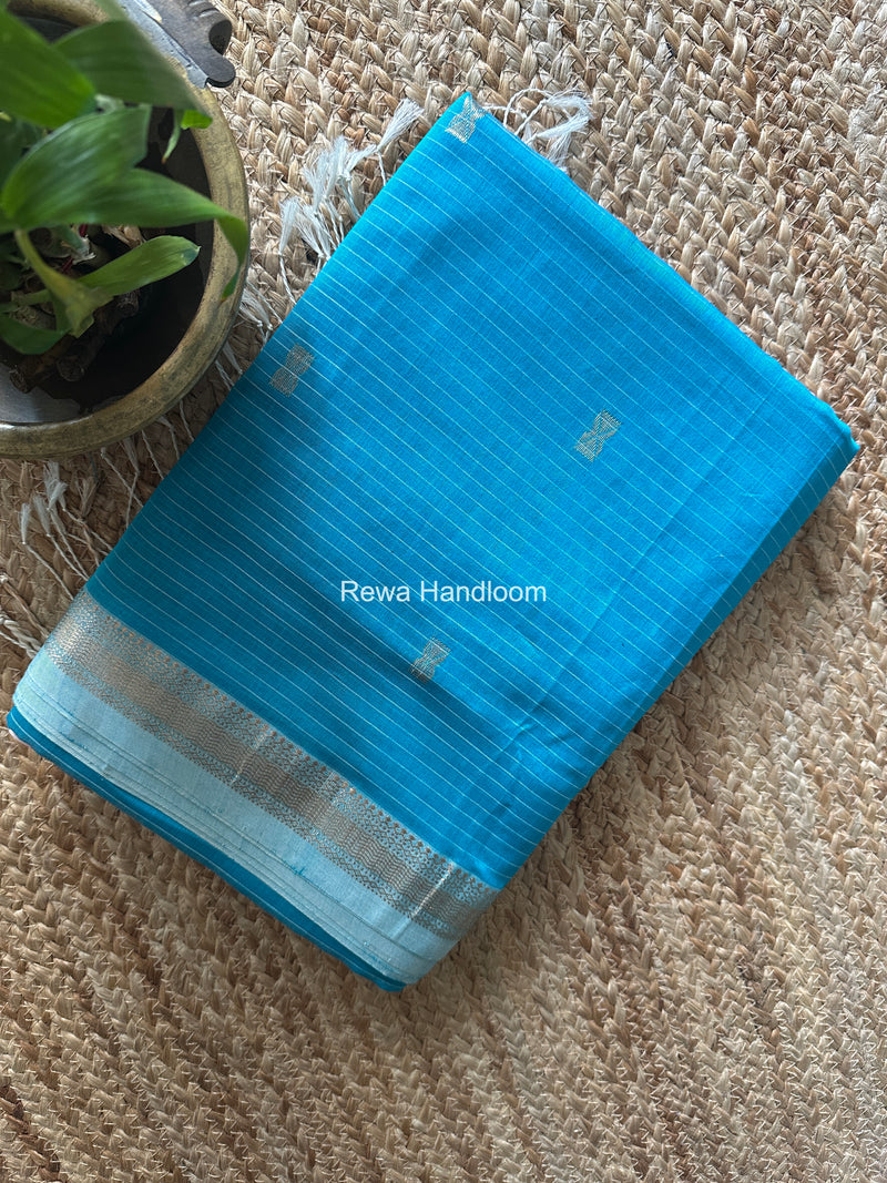 Maheshwari Sky Blue Butta Pallu Saree BTPS099