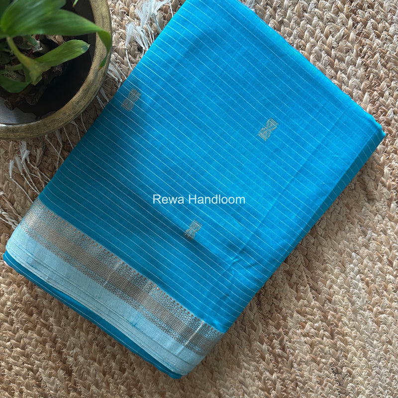 Maheshwari Sky Blue Butta Pallu Saree BTPS099