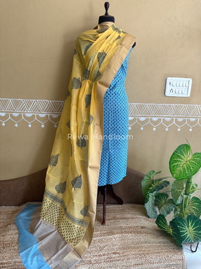 Maheshwari Handblock Print Top-Dupatta