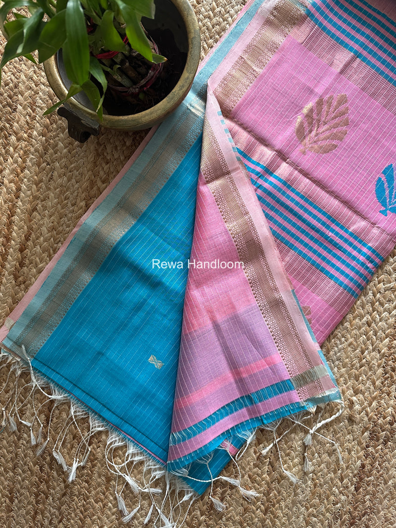 Maheshwari Sky Blue Butta Pallu Saree BTPS099