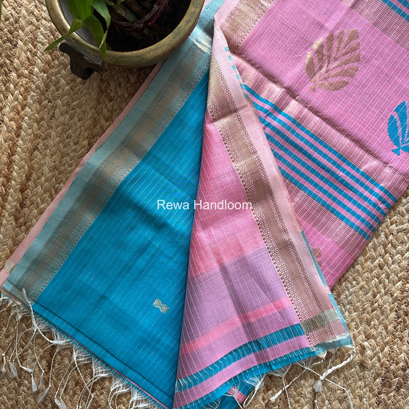 Maheshwari Sky Blue Butta Pallu Saree BTPS099