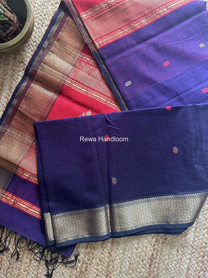 Maheshwari Violet Butta Pallu Saree BTPS096