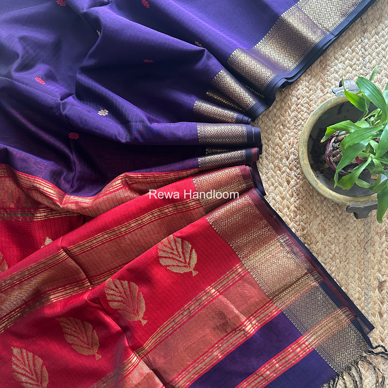 Maheshwari Violet Butta Pallu Saree BTPS096