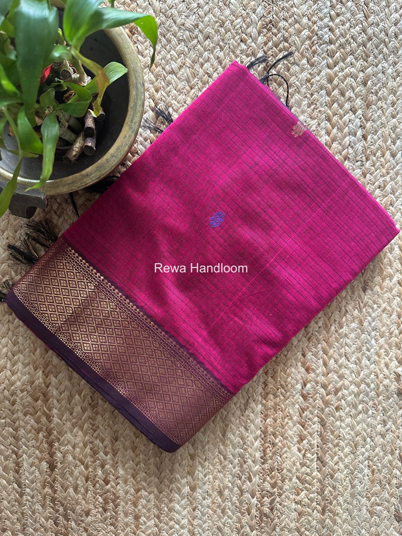 Maheshwari Magenta Butta Pallu Saree BTPS094
