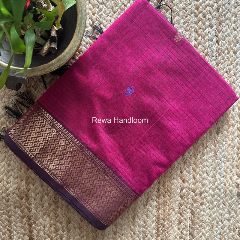 Maheshwari Magenta Butta Pallu Saree BTPS094