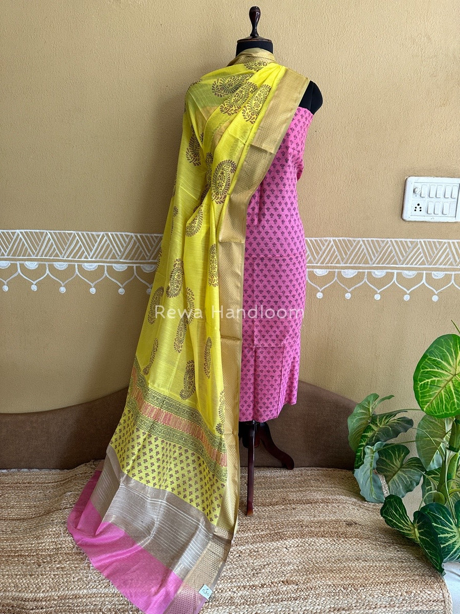 Maheshwari Handblock Print Top-Dupatta