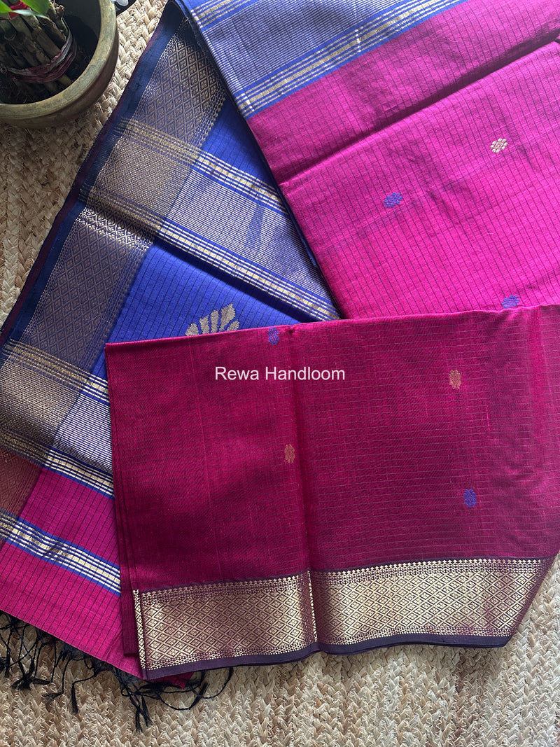 Maheshwari Magenta Butta Pallu Saree BTPS094