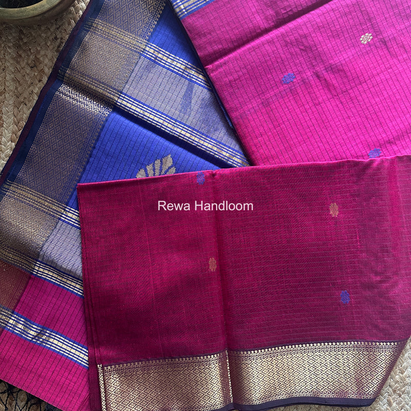 Maheshwari Magenta Butta Pallu Saree BTPS094