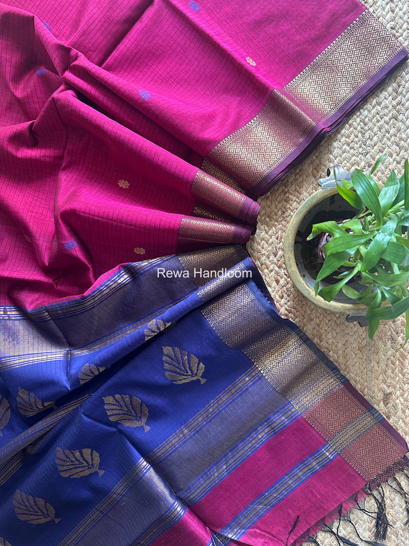 Maheshwari Magenta Butta Pallu Saree BTPS094