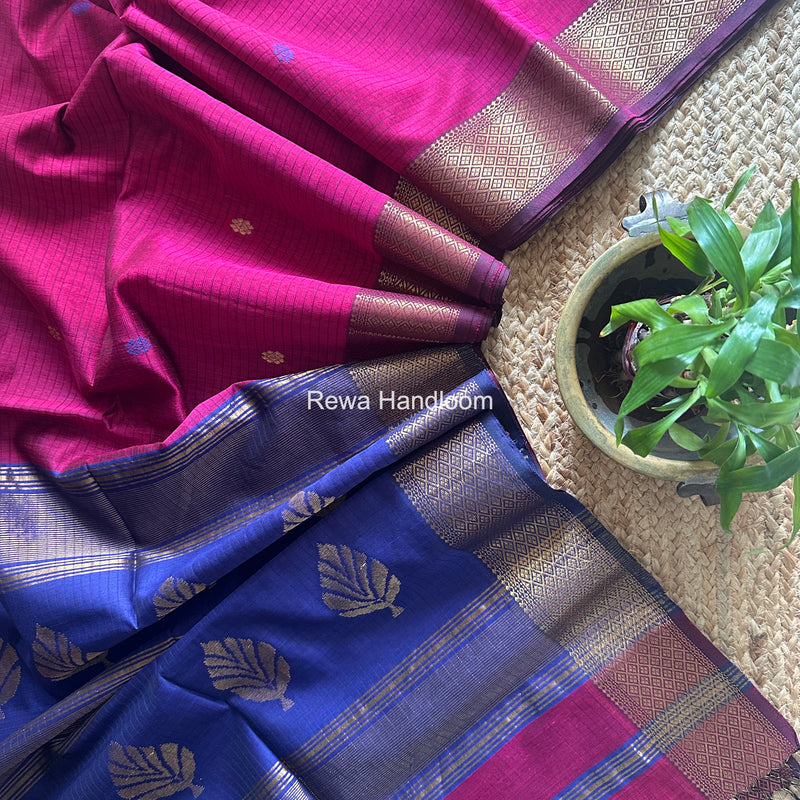 Maheshwari Magenta Butta Pallu Saree BTPS094