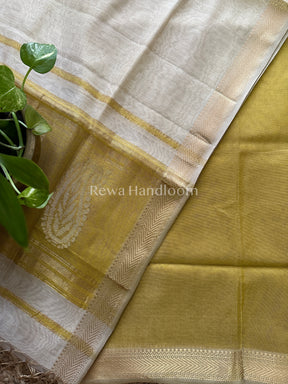 Maheshwari Yellow-Off White Tissue Buta Dress Material-TPT35