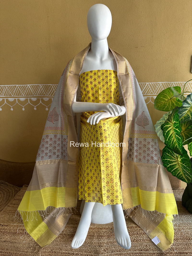 Maheshwari Handblock Print Top-Dupatta