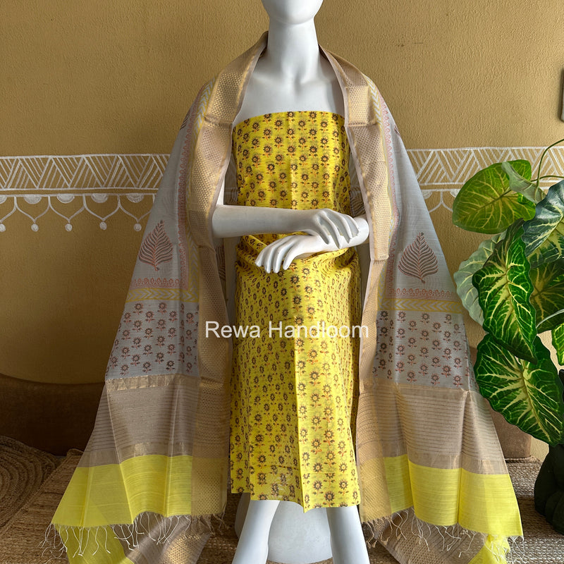 Maheshwari Handblock Print Top-Dupatta