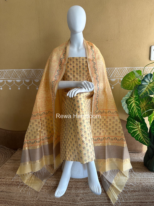 Maheshwari Handblock Print Top-Dupatta