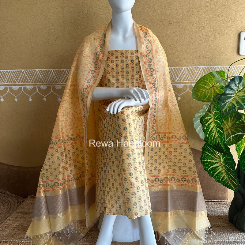 Maheshwari Handblock Print Top-Dupatta