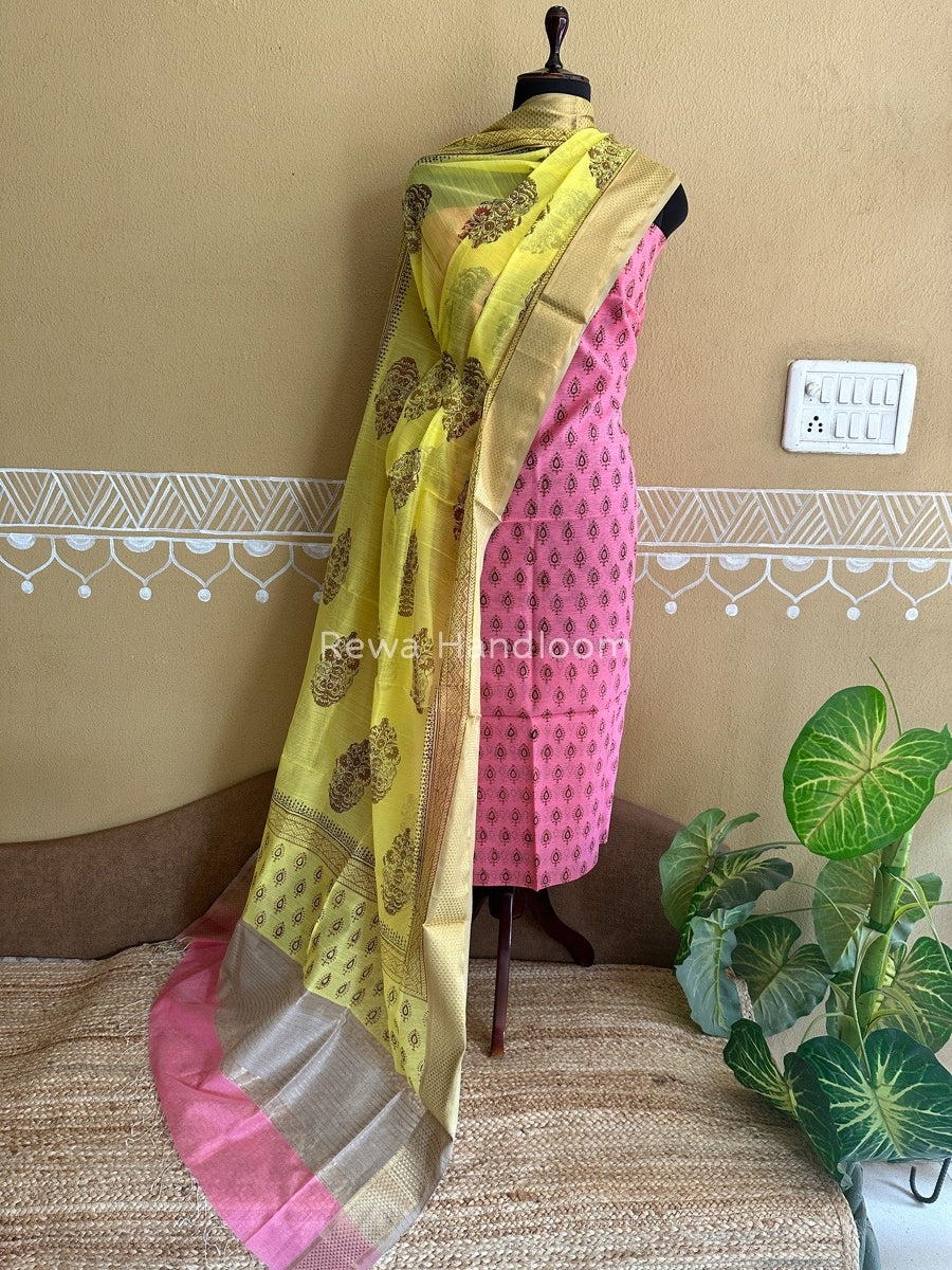 Maheshwari Handblock Print Top-Dupatta