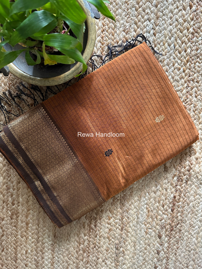 Maheshwari Light Brown Butta Pallu Saree BTPS093