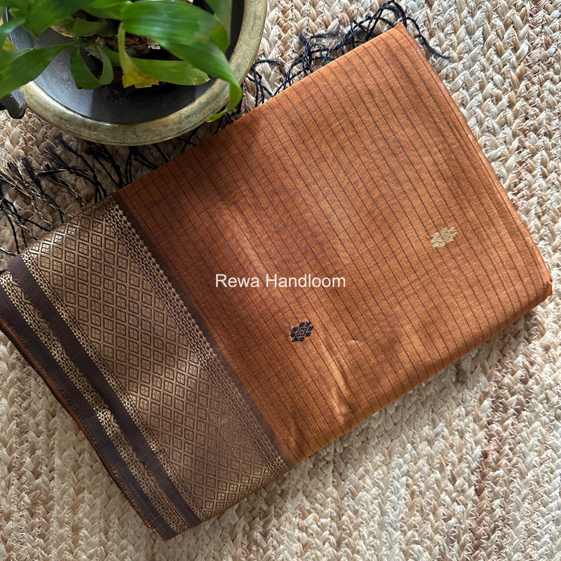 Maheshwari Light Brown Butta Pallu Saree BTPS093