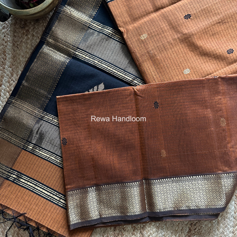 Maheshwari Light Brown Butta Pallu Saree BTPS093