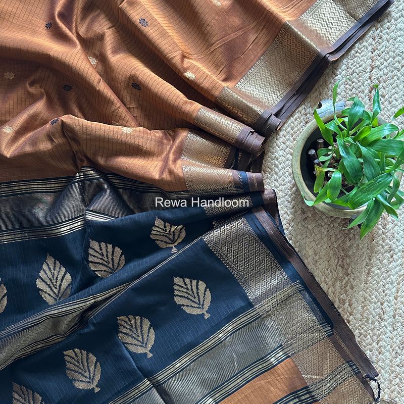Maheshwari Light Brown Butta Pallu Saree BTPS093