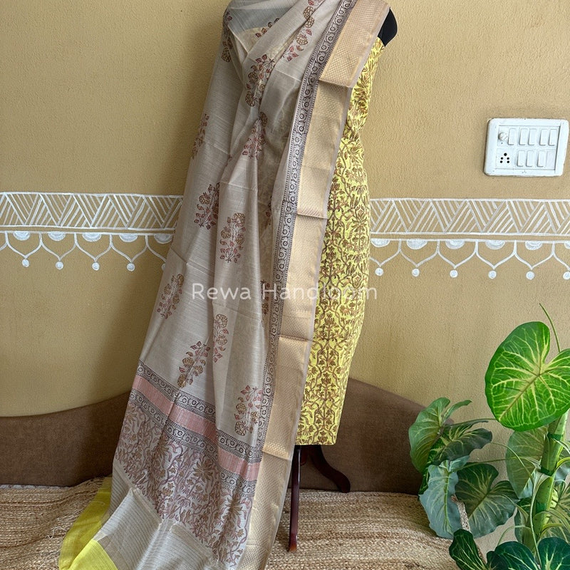 Maheshwari Handblock Print Top-Dupatta