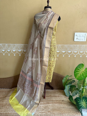 Maheshwari Handblock Print Top-Dupatta