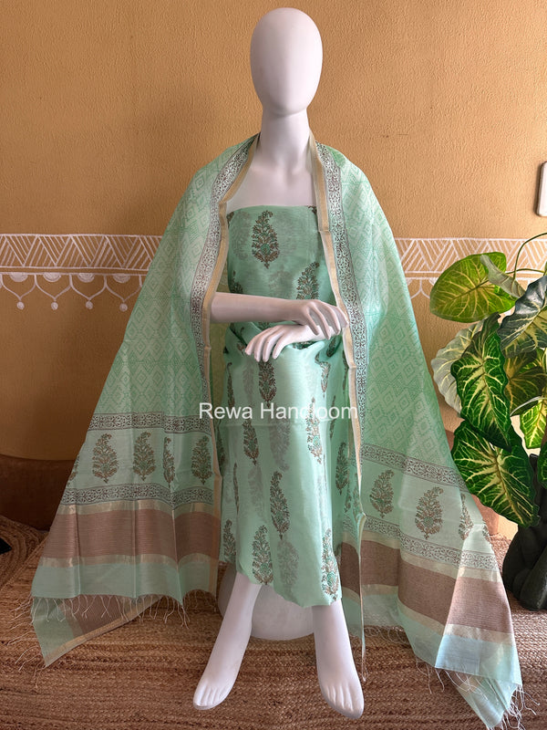 Maheshwari Handblock Print Top-Dupatta