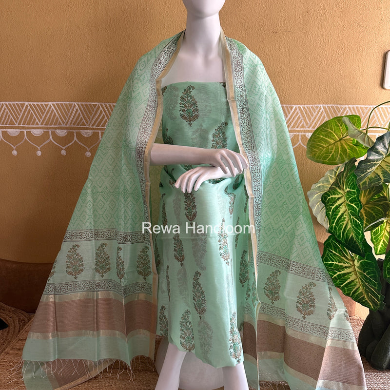 Maheshwari Handblock Print Top-Dupatta