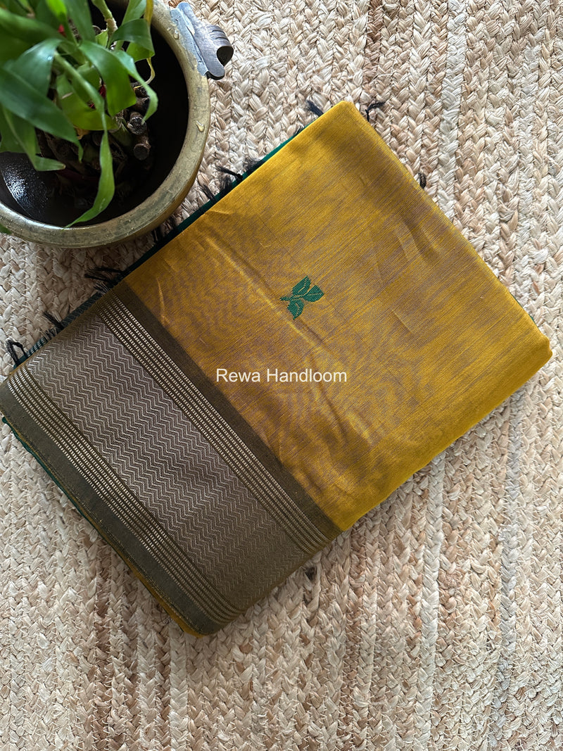 Maheshwari Mustard Yellow Resham Thread Butti Saree RBS012